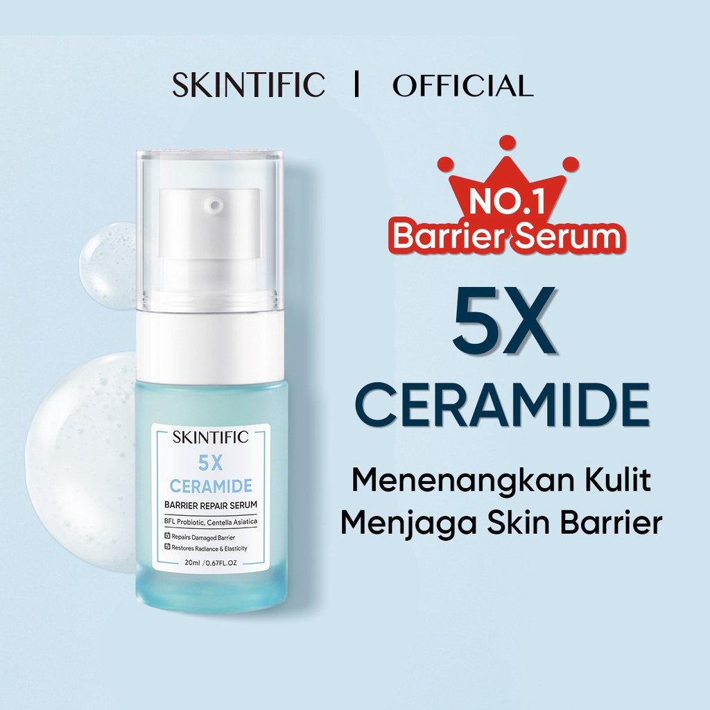 SKINTIFIC 4pcs Paket with MSH niacinamide Moisture Gel 30g - 5X Ceramide Barrier improve Moisture Gel Moisturizer pelembab wajah - Sunscreen &amp; 5X Ceramide Skin Barrier improve Serum &amp;  Serum Niacinamide 10% &amp; Anti Acne Serum &amp; SymWhite 377 Dark Spot Serum