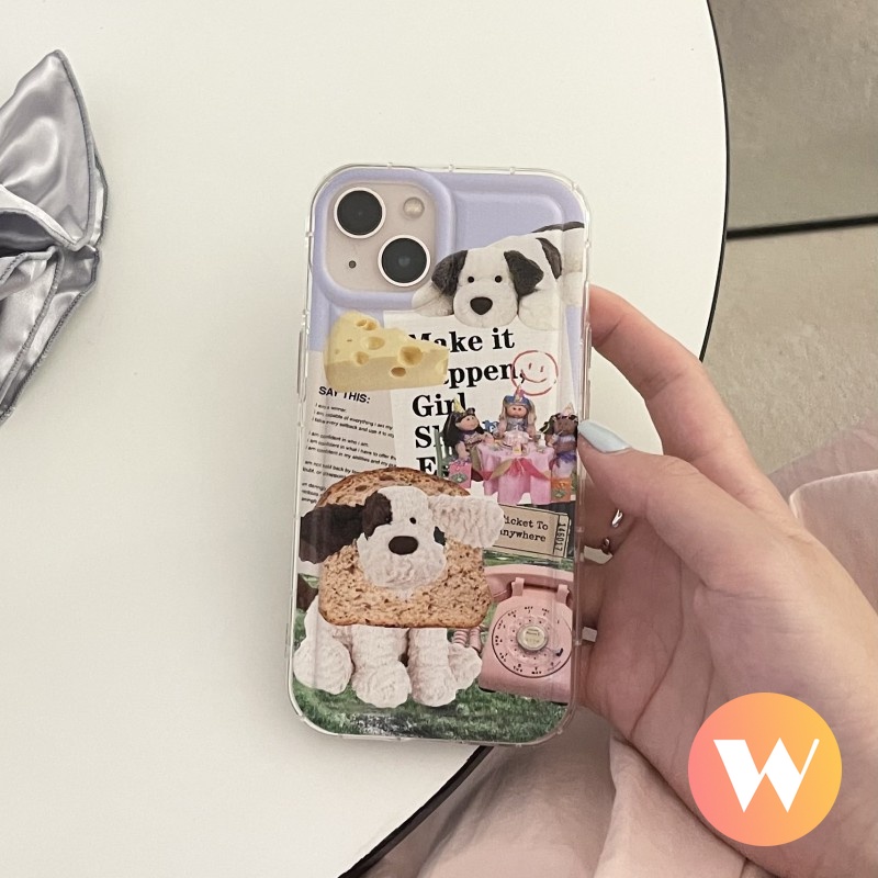 IPHONE Lembut TPU Shockproof Airbag Phone Case Kompatibel Untuk Iphone11 7Plus XR X XS Max 13 11 12 14 Pro Max 7 6s 6 8 Plus SE 2020 Kreatif Lucu Kartun Klip Art Anjing Penutup Belakang