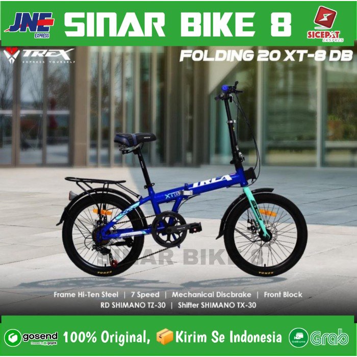 Sepeda Lipat TREX XT-8 DB 7 Speed Folding Bike Ukuran 16 &amp; 20 inch