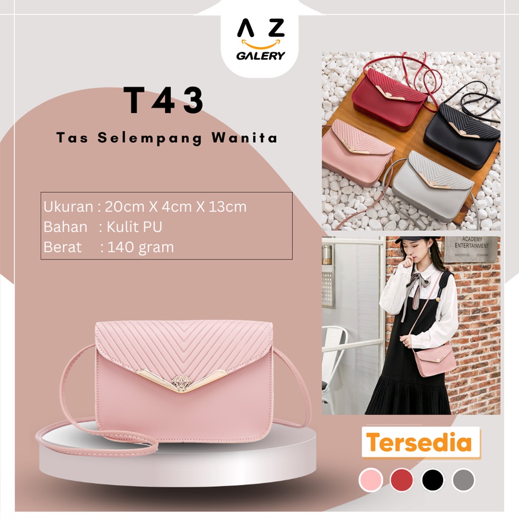 Tas Selempang Wanita Tas Slempang Wanita Korea PU Leather Multifungsi Murah Tas Bahu Shoulder Bag Hand Bag Wanita Cewek Fashion Elegan Simple Model Terbaru Kulit korea tas selempang wanita kekinian Azgalery T43