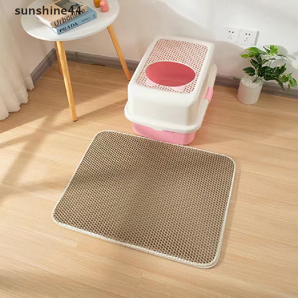 Sunshine Alas Kotoran Kucing Peliharaan Tahan Air Lapisan Ganda Pet Litter Box Mat Non-slip Pasir Cat Pad Washable Bed Mat Clean Pad Produk ID