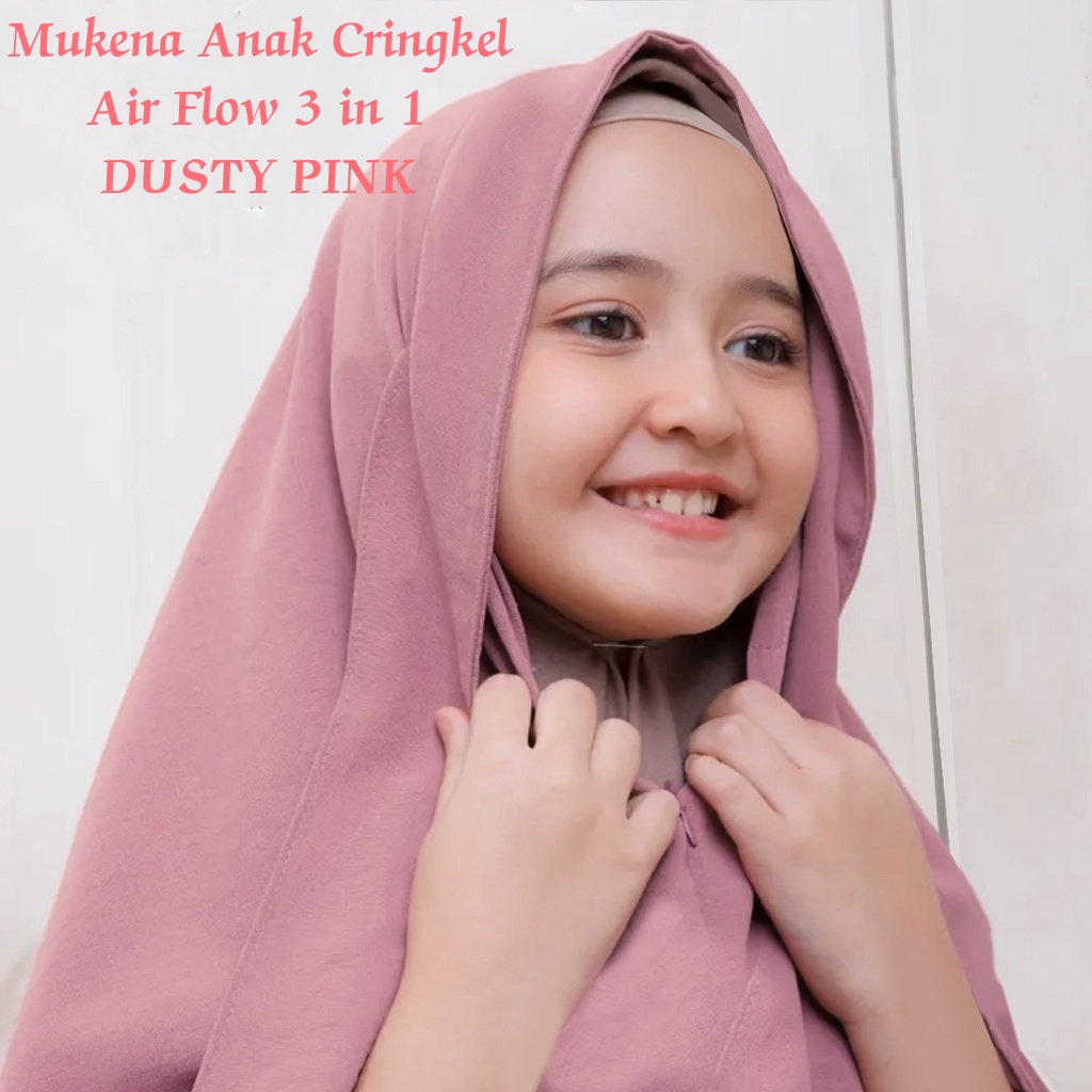KE77HU Mukena Anak 3 in 1 Cringkel AirFlow//Mukena AQILAH 3 in 1 Cringkel//Mukena anak Cringkel