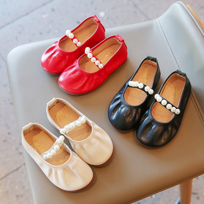Sepatu Anak Perempuan Mutiara Leather Shoes Import