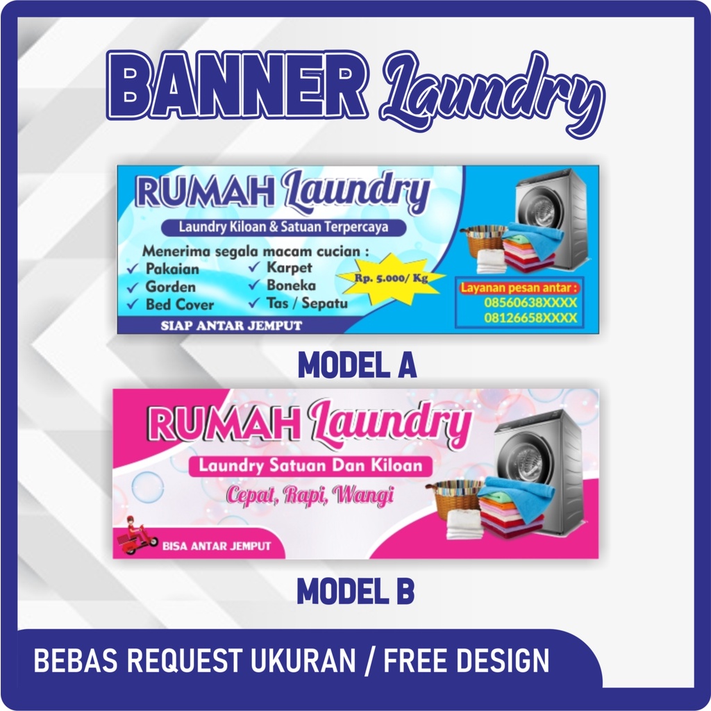 CETAK BANNER SPANDUK LAUNDRY BISA GANTI NAMA TOKO