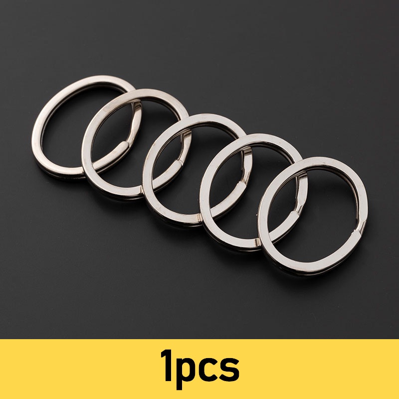 1pcs Cincin Kunci Stainless Steel Pesona Berbentuk Hati Bulat Oval Garis Datar Split Ring Untuk Membuat Perhiasan Gantungan Kunci DIY Discovery