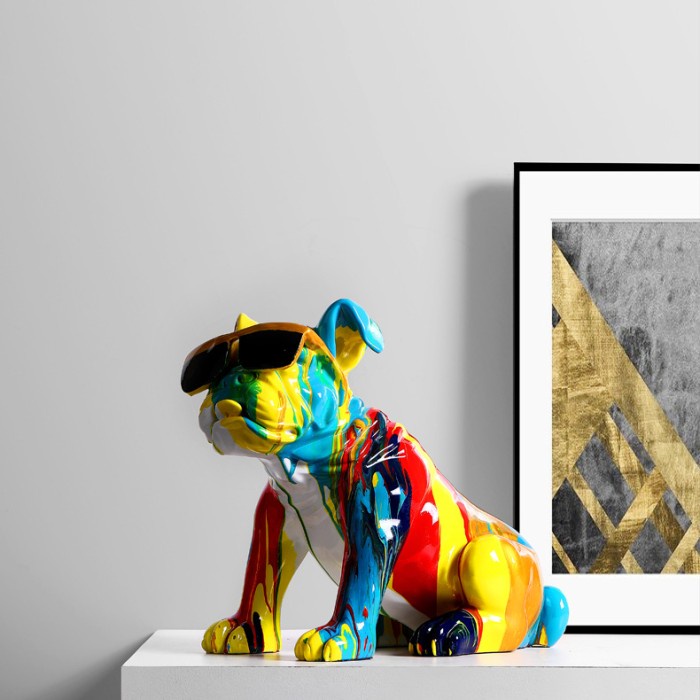 PAJANGAN ANJING ABSTRACT LUXURY BULLDOG FIGURE RESIN ART LUXURY NORDIC