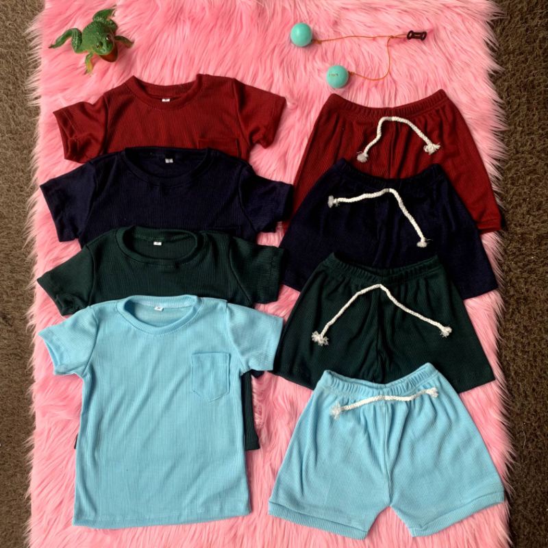 Baju Setelan Anak Laki Laki Rubel Boy Ruffle Knit Tee | Baju Oneset Cowo Rubel Boy Bahan Rib Knit Halus Dan Lembut | Baju Pakaian Setelan Anak Cowok.