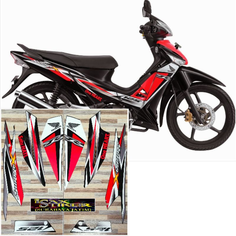 striping original Honda Supra X 125 R merah hitam tahun 2013
