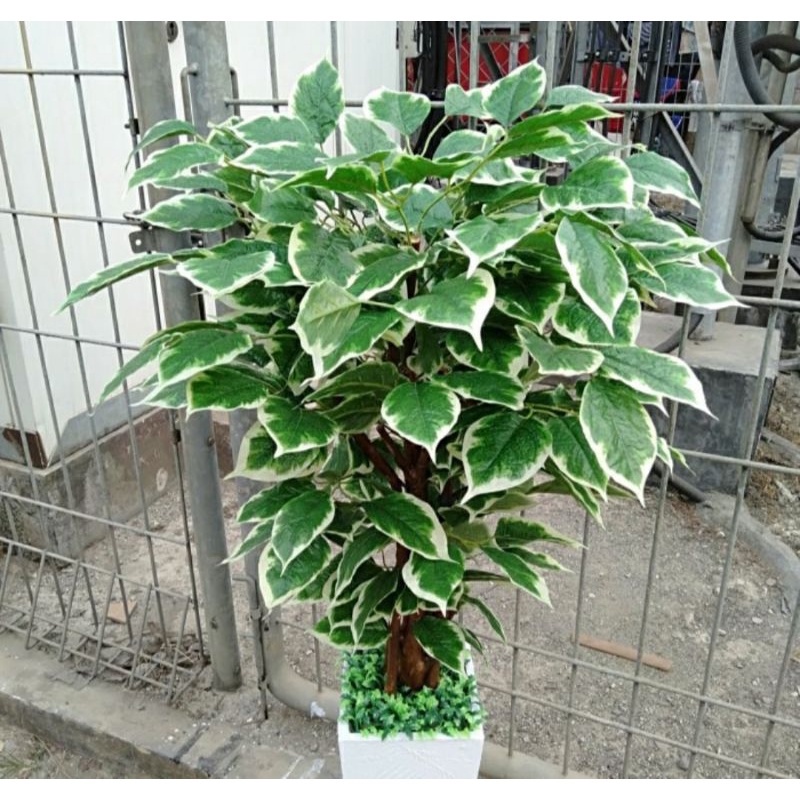 POHON HIAS SUDUT RUANG TAMU POJOK 120CM RIMBUN BUNGA ARTIFICIAL PLASTIK