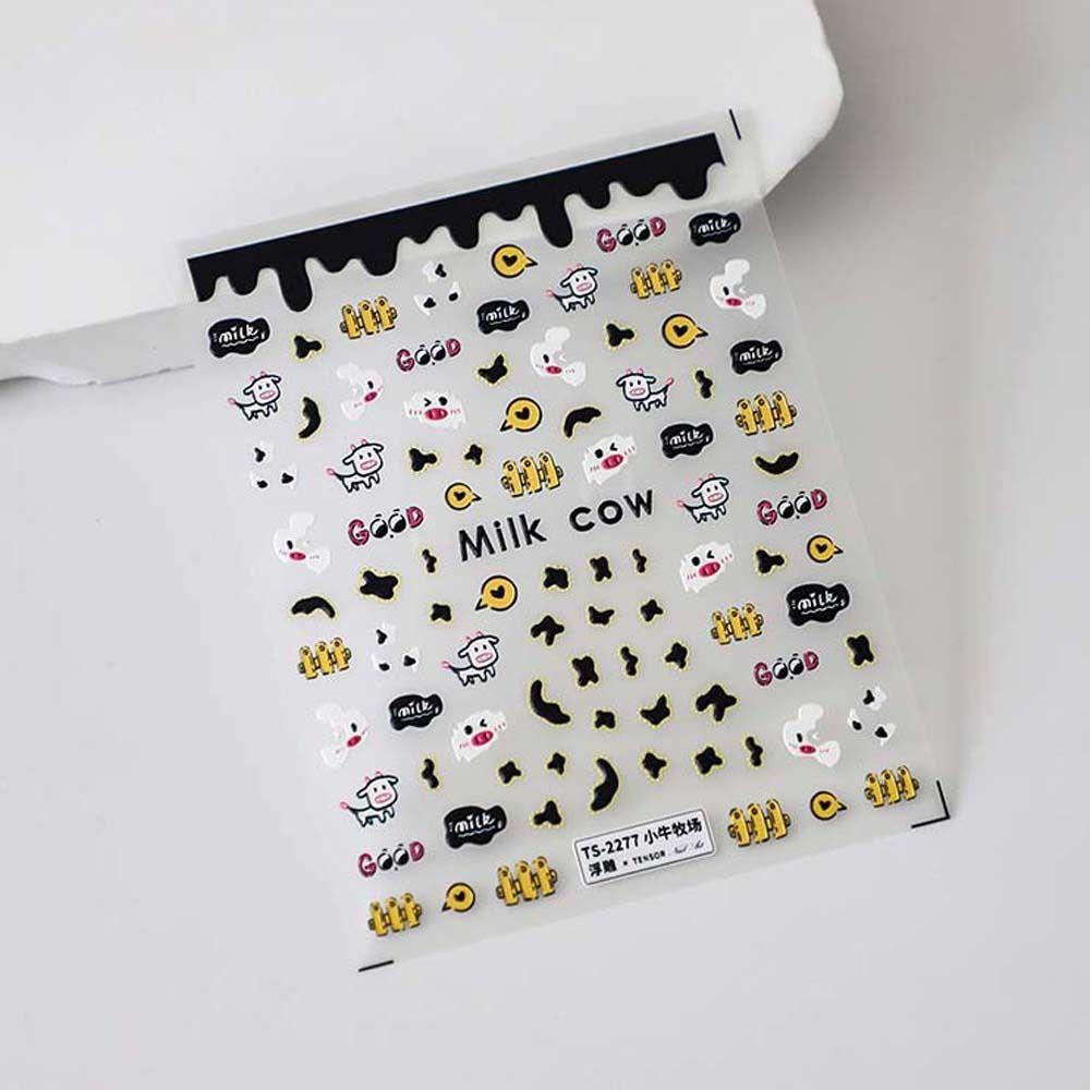 Mxbeauty Kartun Stiker Kuku Wanita Perekat Diri Anjing Sapi Beruang Hewan Stiker Kuku Nail Art Dekorasi