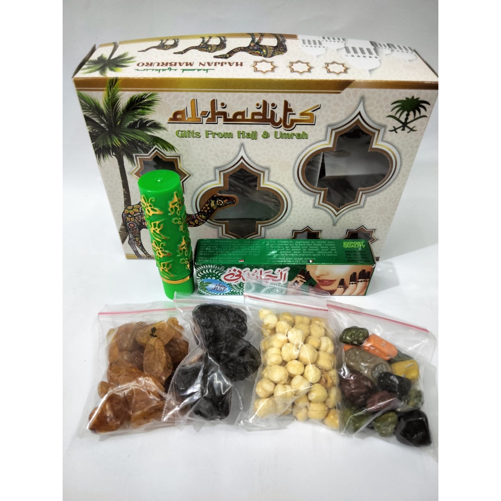 PAKET LENGKAP ISIAN BESAR / Oleh Oleh Haji dan Umroh/ Coklat krikil + Pacar Henna Chadni + Lipstik