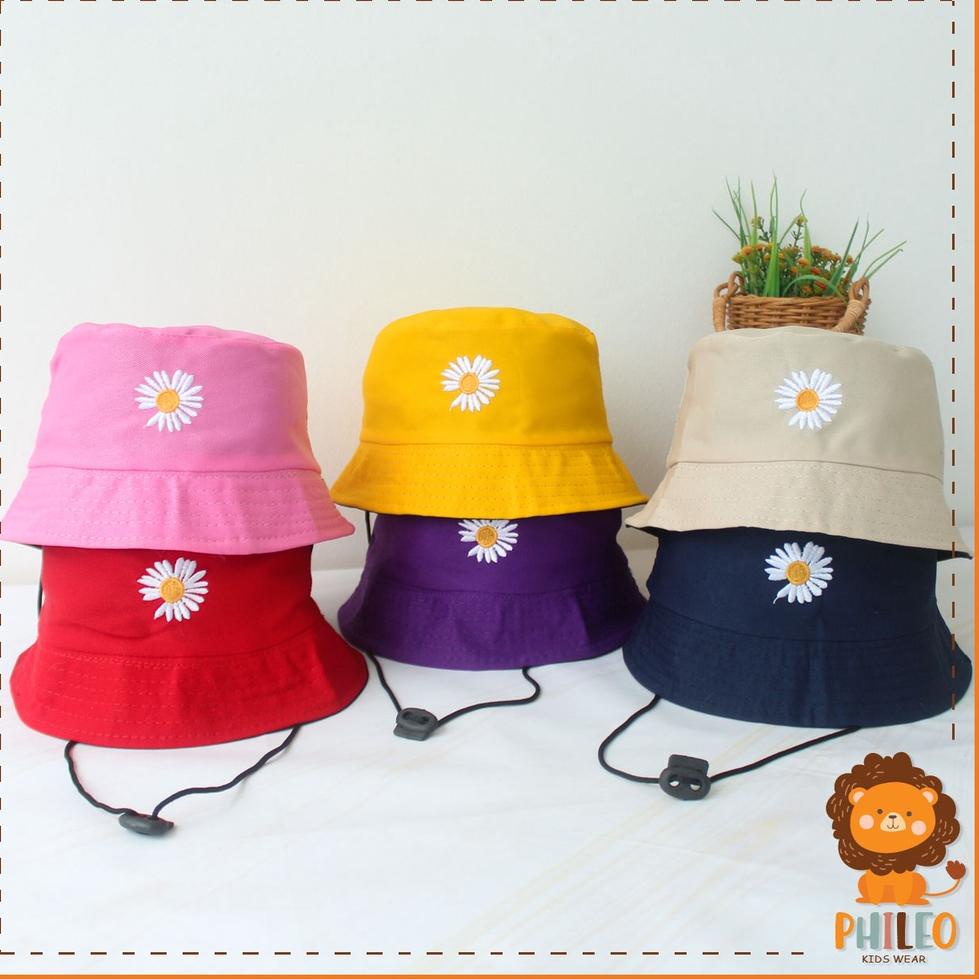 D23 PHILEO | TOPI BUCKET TALI PREMIUM DUA SISI BOLAK BALIK - BUCKET ANAK TOPI DEWASA BUNGA DAYSI PRO