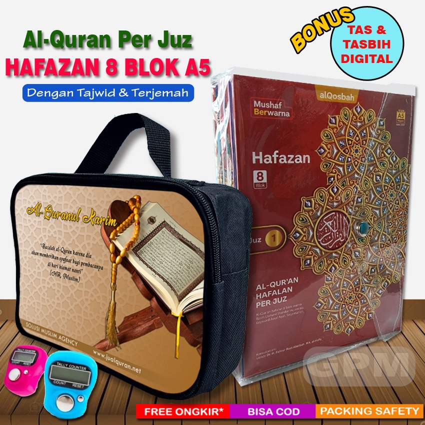 Al-Quran Hafalan Per Juz : HAFAZAN BLOK 8 TERJEMAH &amp; TAJWID Uk. A5 | Bonus TAS &amp; TASBIH