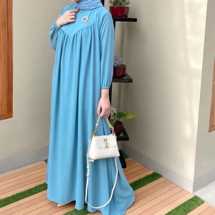 ANYA DRESS BAHAN CRINCLE AIRFLOW PREMIUM/GAMIS WANITA KEKINIAN/STELAN MUSLIM REMAJA MASA KINI COD.