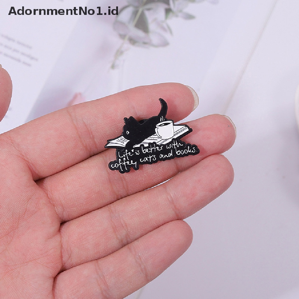 [AdornmentNo1] Dream Life Enamel Pin Custom Life is Better with Cat Coffee Book Bros Kerah Lencana Hewan Perhiasan Hadiah Untuk Teman Anak [ID]