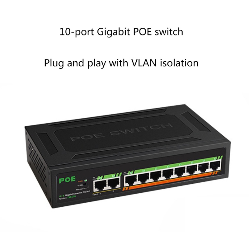 Zzz 8port Gigabit PoE Switch+2-Uplinks Performa Transmisi Data Yang Sangat Baik