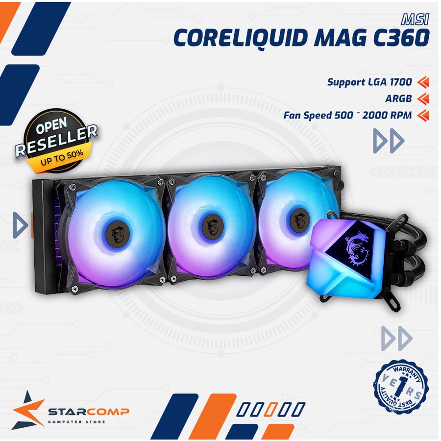 MSI MAG CORELIQUID C360 | ARGB All In One Liquid Cooling 360mm