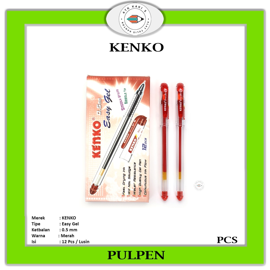 

KENKO - Pulpen Gel Pen Easy Gel Red - Pcs