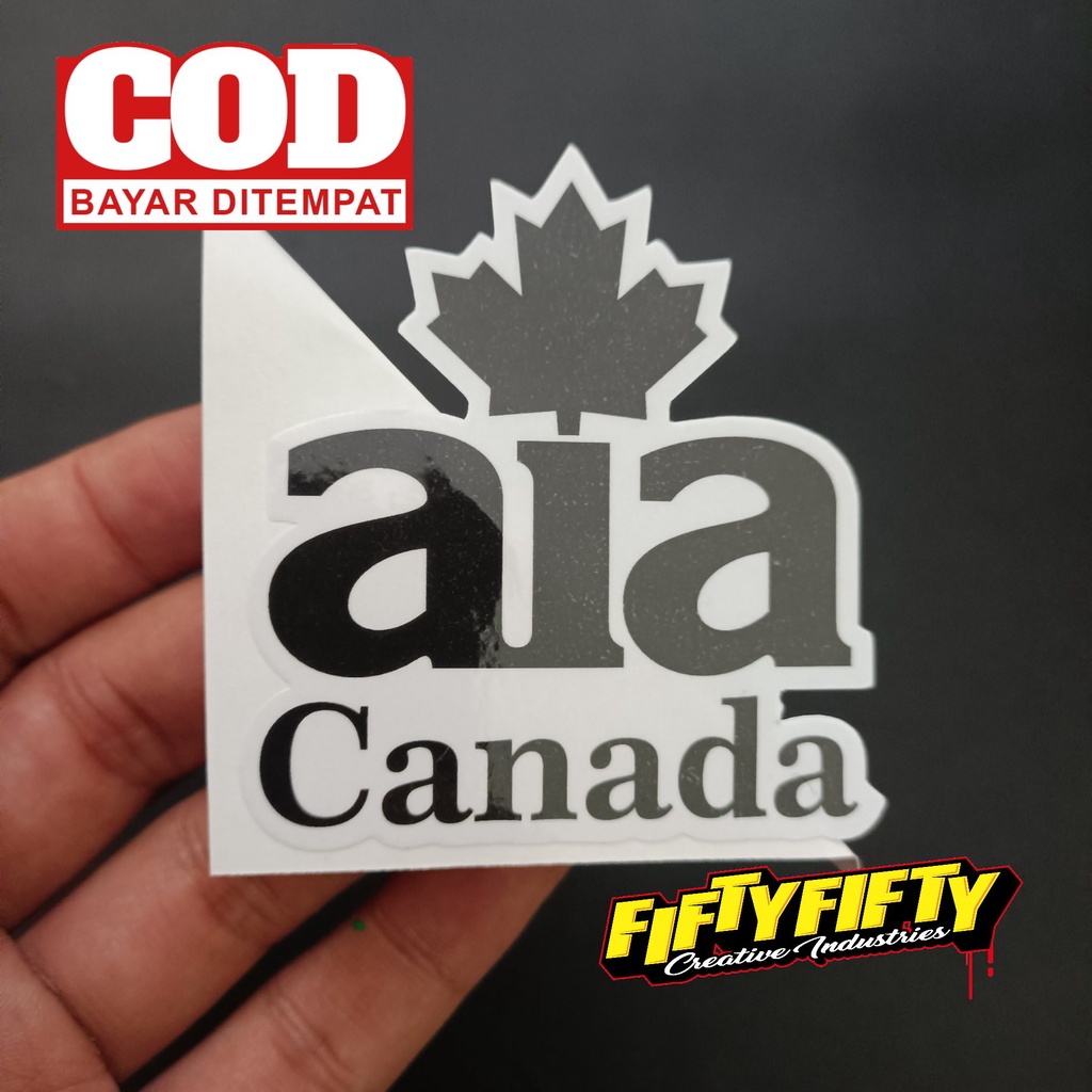 Stiker Print Cut AIA CANADA Stiker Printing Laminasi Glossy Stiker Motor Mobil Helm Sudah Membentuk Pola Desain