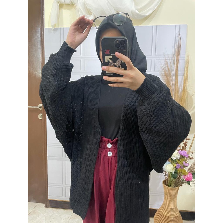 Toply shop Cardigan rajut tebal model batwing / Cardi rajur 7get  / Outer rajut jumbo ovesize