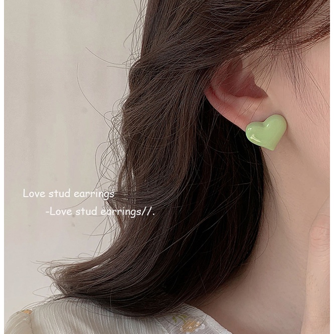 Korea Hijau Bunga Stud Earrings Retro Hati Stud Earrings2023Musim Panas Baru Ladies Fashion Aksesoris