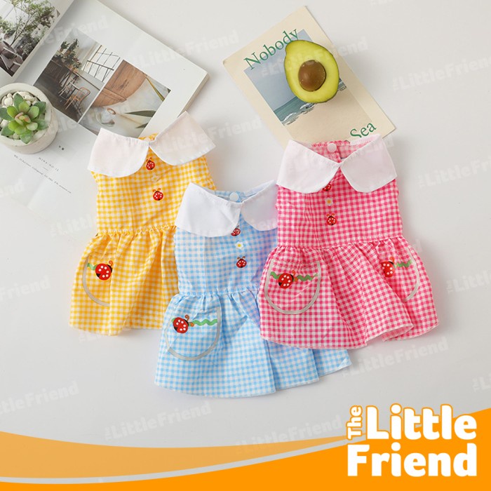 Baju Dress Kemeja Anjing Kucing Betina Ladybug Lapel Skirt Femininity