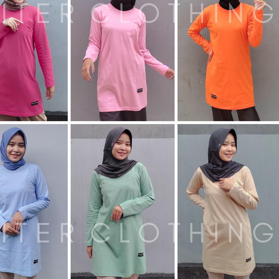 ▲ kaos tunik giter bahan katun combed  original - tunik kaos oversize - baju olahraga muslimah ( gre
