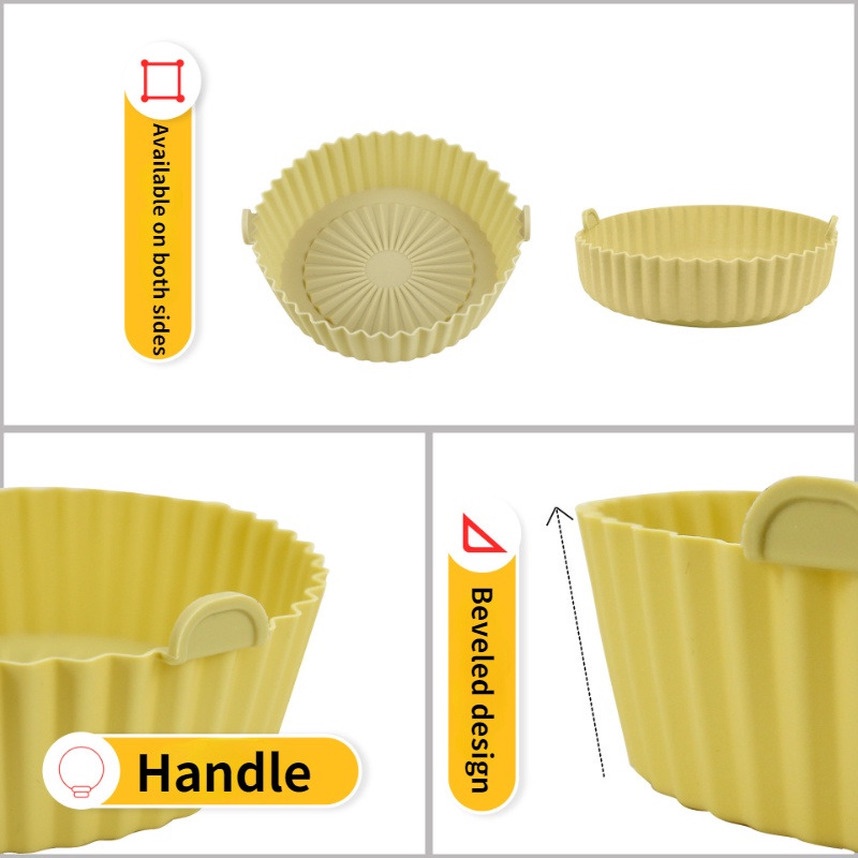 [Ready Stock] Round Air Fryer Silicone Pot Food Safe Oven Accessories Pizza Baking Tray