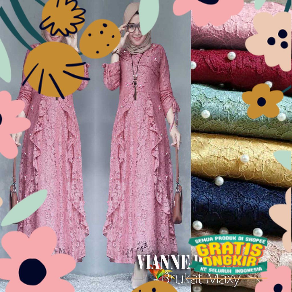 MAXY DRESS VIANNE | ADA BIGSIZE JUMBO LD120 PAKAIAN GAMIS FASHION MUSLIM MURAH BRUKAT PREMIUM IMPORT
