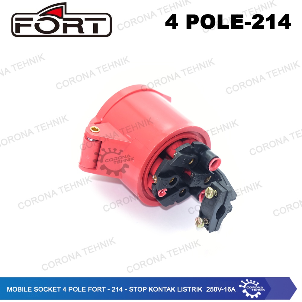 FORT - 214 - Stop Kontak Listrik 250V - 16A Mobile Socket 4 Pole