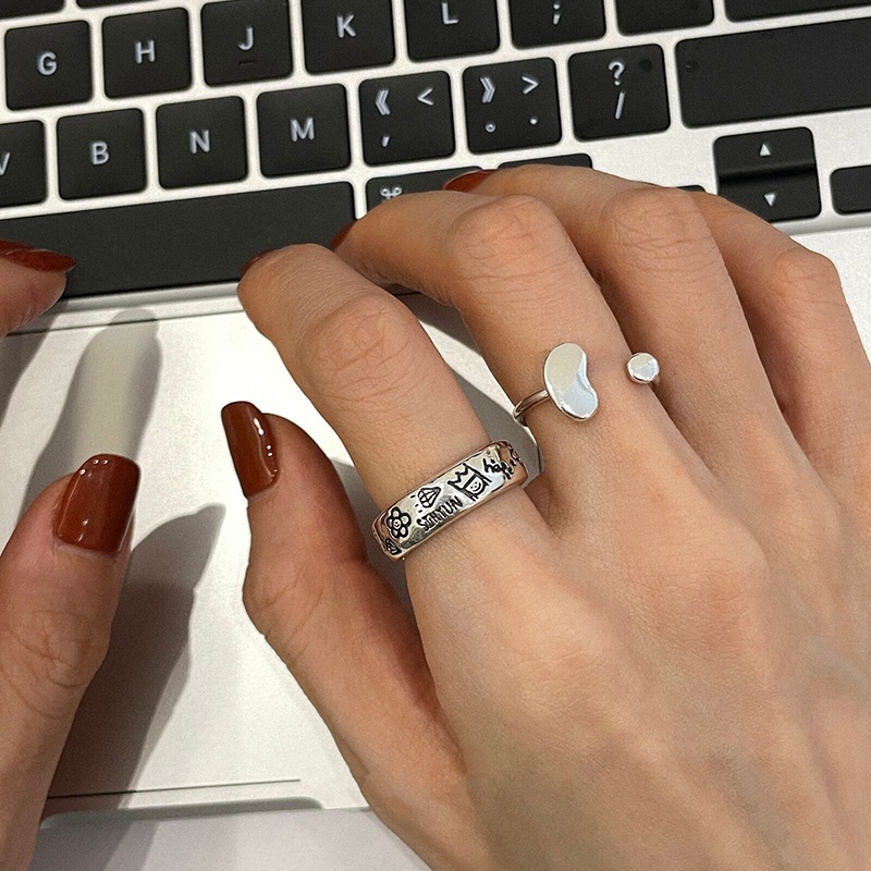 Cincin Graffiti Pangeran Bunga Bahan Alloy Baru Untuk Wanita