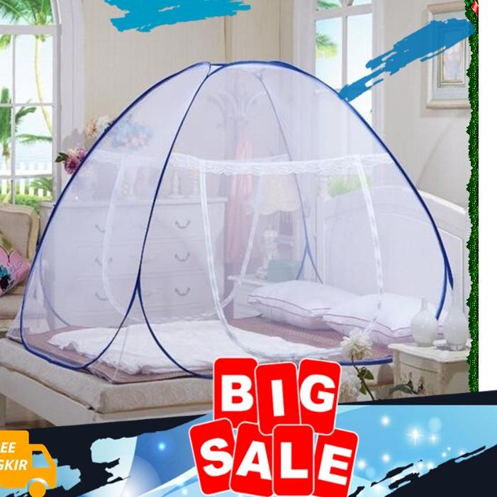 ♘ Kelambu Tempat Tidur Anak 180 x 200cm Klambu Tenda Kotak Perempuan Murah Anti Debu Aksesoris Tidur