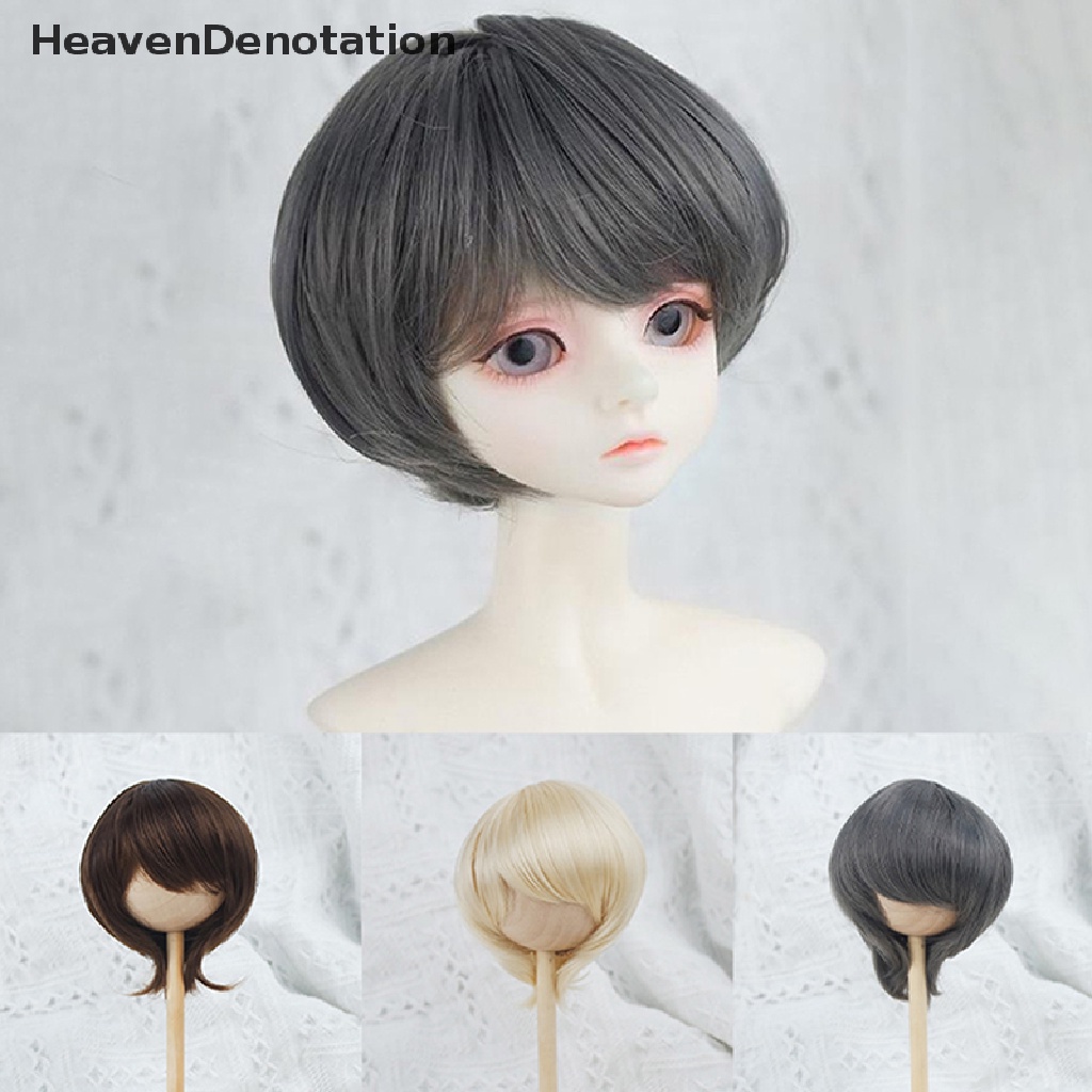 [HeavenDenotation] 1per3boneka Wig Pendek Lurus Rambut Lingkar Kepala 21.5-23cm Aksesoris Boneka HDV