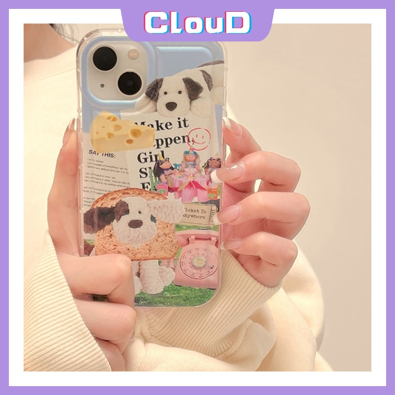 Kreatif Lucu Kartun Klip Art Dogs Case Kompatibel Untuk Iphone 7Plus XR 6 8 7 6s Plus X XS Max 13 11 12 14 Pro Max SE 2020 Pelindung Kamera Lembut TPU Shockproof Airbag Cover