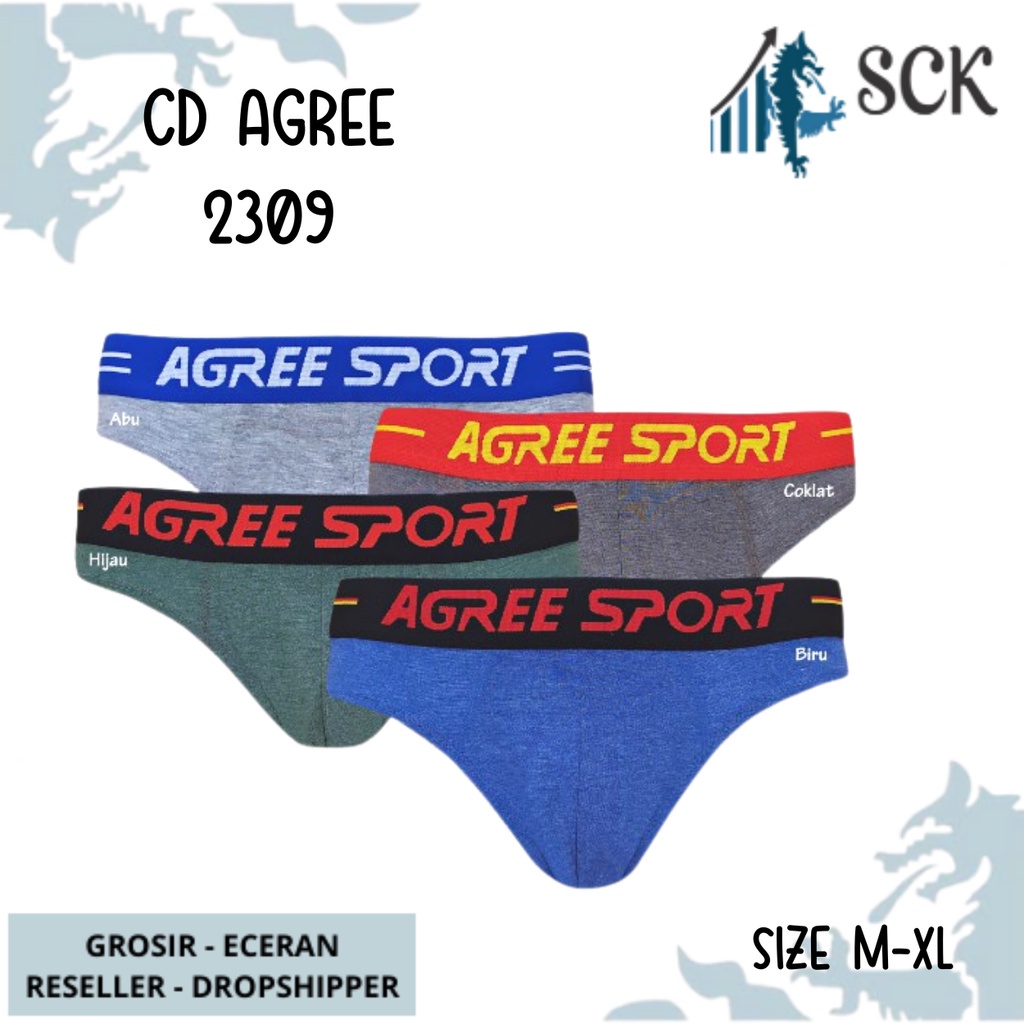 [ISI 3] CD Pria AGREE 2309 Sport / Celana Dalam Pinggan Karet Model Boxer / Pakaian Dalam Cowok - sckmenwear GROSIR