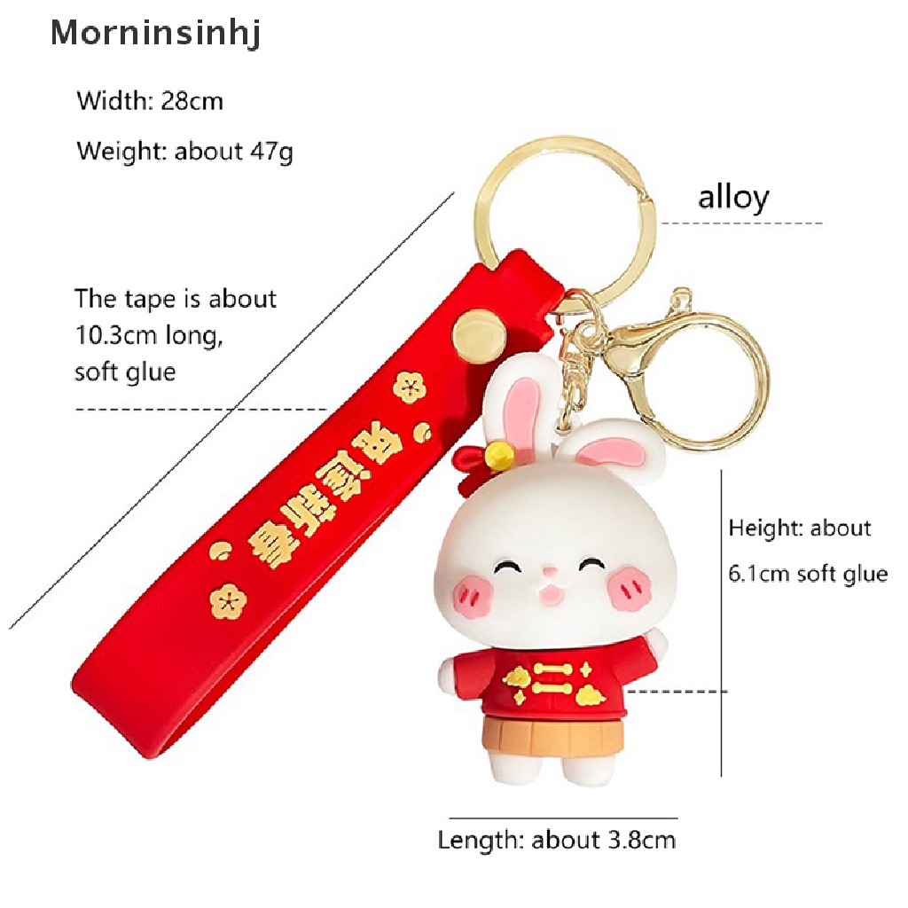 Mornin 1pc New Year Car Keyring Rabbit Keychain Key Lanyard Kartun Pasangan Gantungan Kunci Mobil Kelinci Hadiah Tahun Ransel Liontin id