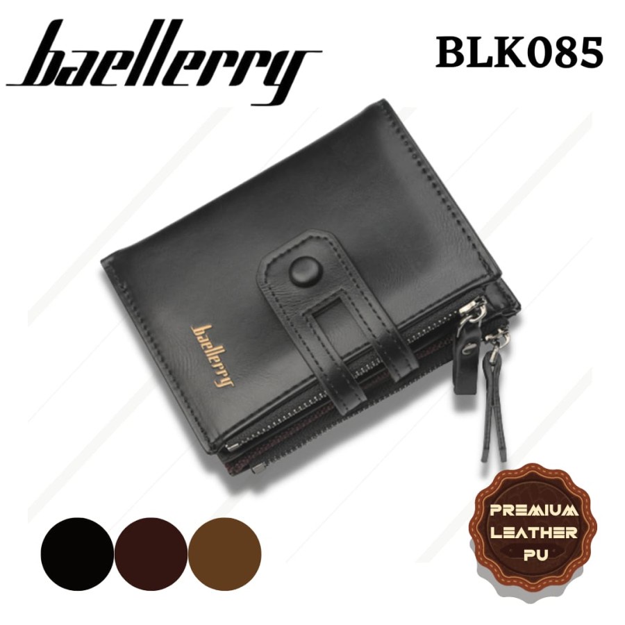 BLK085 - Dompet Lipat Pendek Baellerry Pria Wanita Kartu Atm Kulit Baelerry Ballery Original Import 