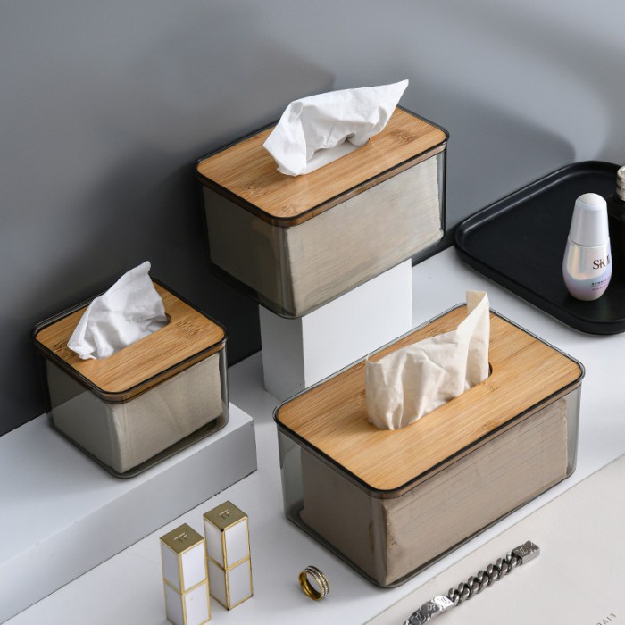 Tempat Tisu Kotak Tissue Kayu Transparan Modern Minimalis Ruang Tamu Dapur Tisue Organizer Aesthetic