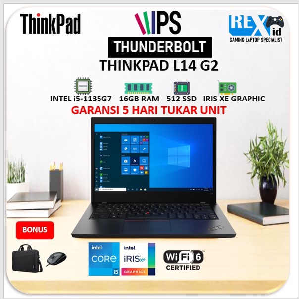 Laptop THINKPAD L14 GEN 2 RESMI i5 1135G7 16GB 512 SSD FHD IPS