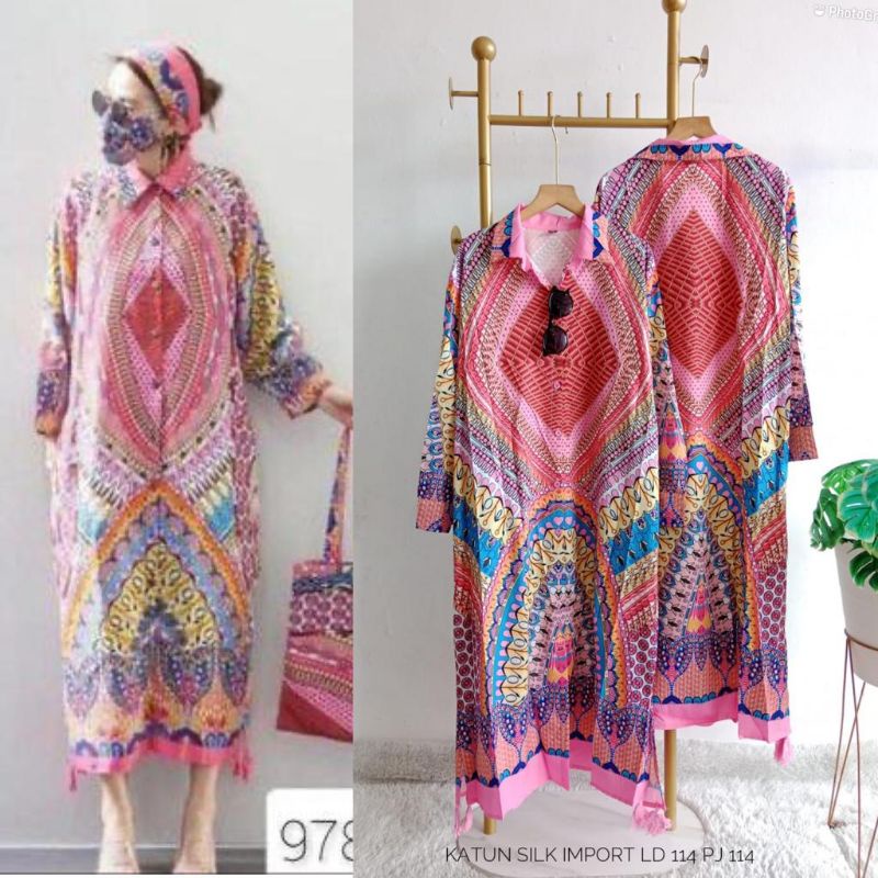 Midi Dress Matt Katun Silk Import