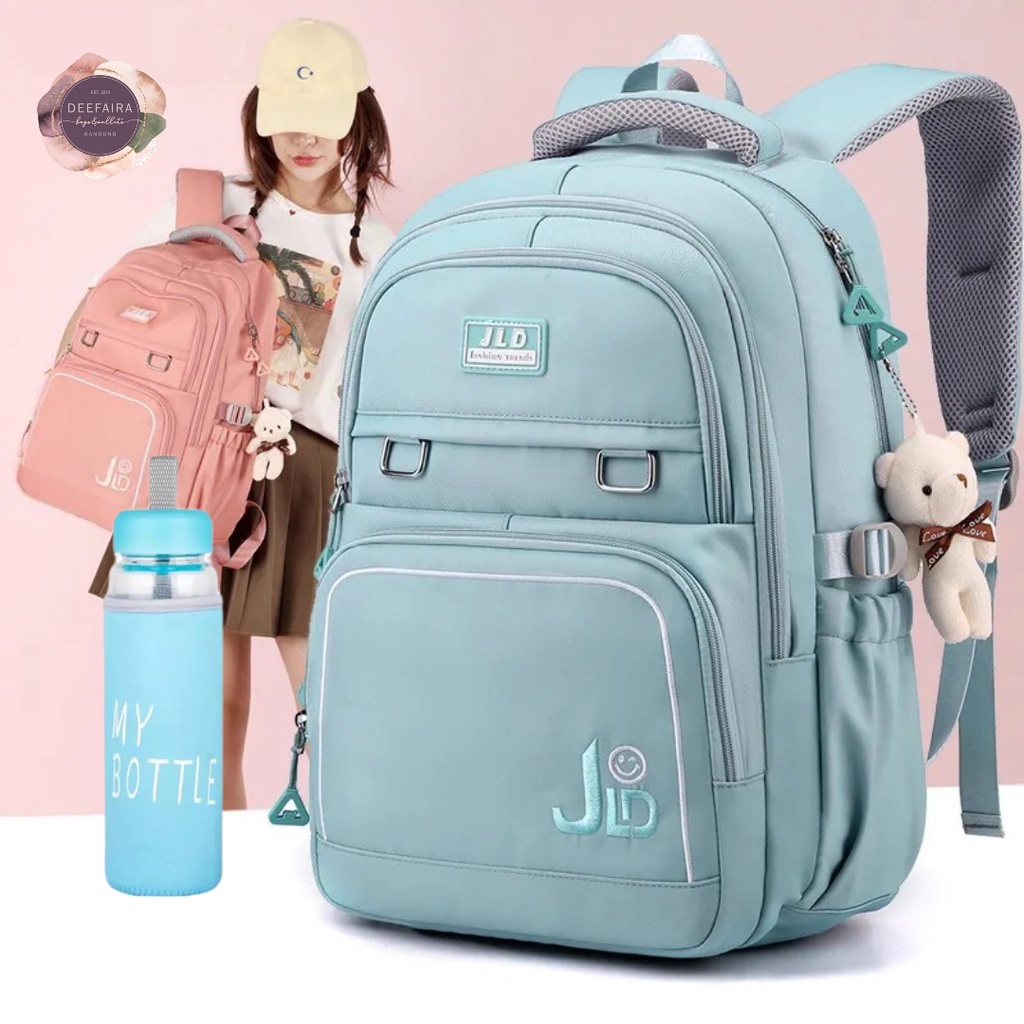 Tas Ransel Wanita Serbaguna Motif JBy060 Free Botol Minum Untuk Sekolah &amp; Kuliah