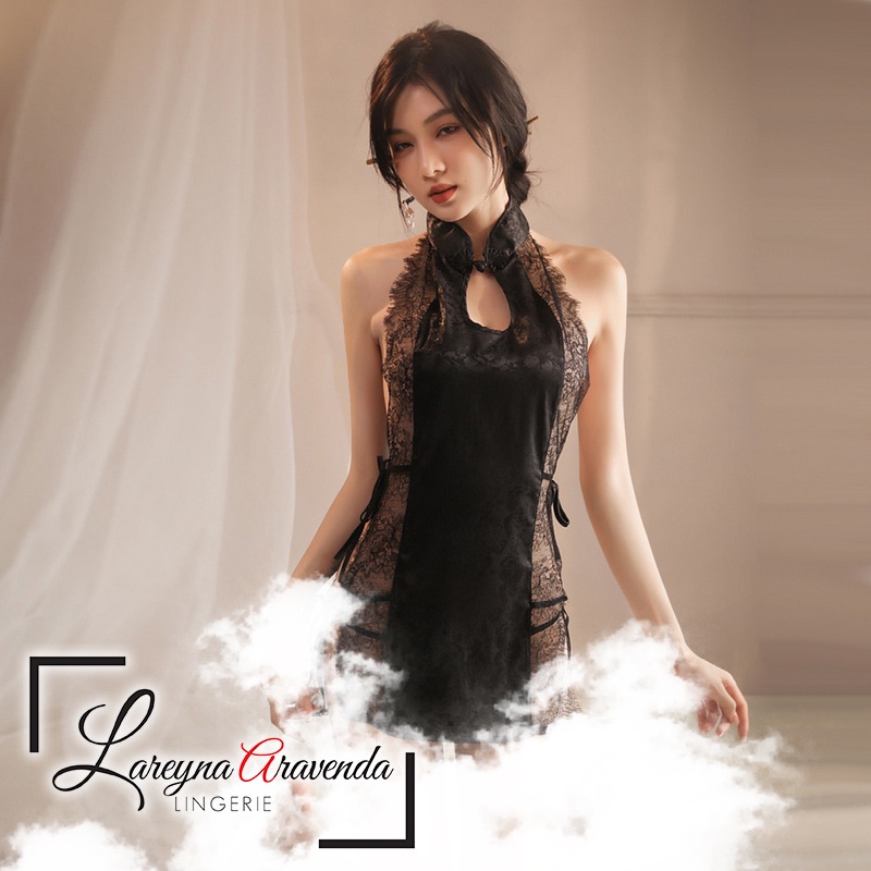 Lareyna Aravenda Set Lingerie + G String Model Cheongsam Romantic LG563