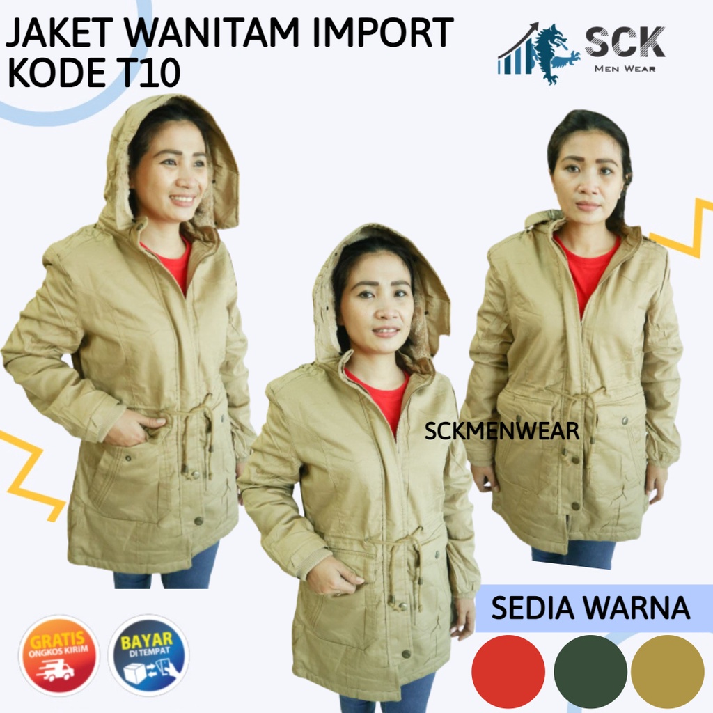 Jaket Parka Wanita T 10 Katun Dalam Bulu / Jaket Cewek Model Parka Musim Dingin Dalam Bulu  KODE T 10 - sckmenwear GROSIR