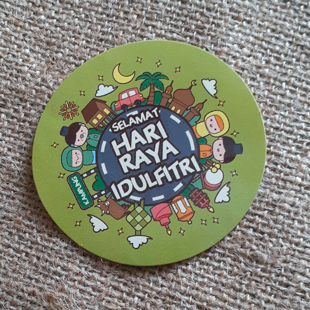 

STIKER IDUL FITRI GREEN/ STIKER HAPPY EID MUBARAK/ STIKER BULAT 7 CM