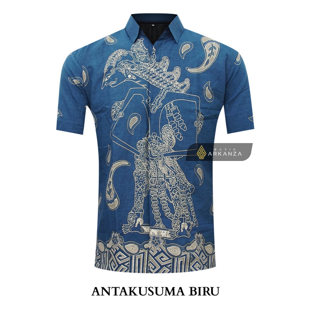 Kemeja BATIK ARKANZA Motif ANTAKUSUMA BIRU Hem Atasan Kemeja  Batik Pria Cowok Laki Laki Slimfit Full Lapis Furing Lengan Panjang Lengan Pendek Original Asli GUDANGARKANZA_0803