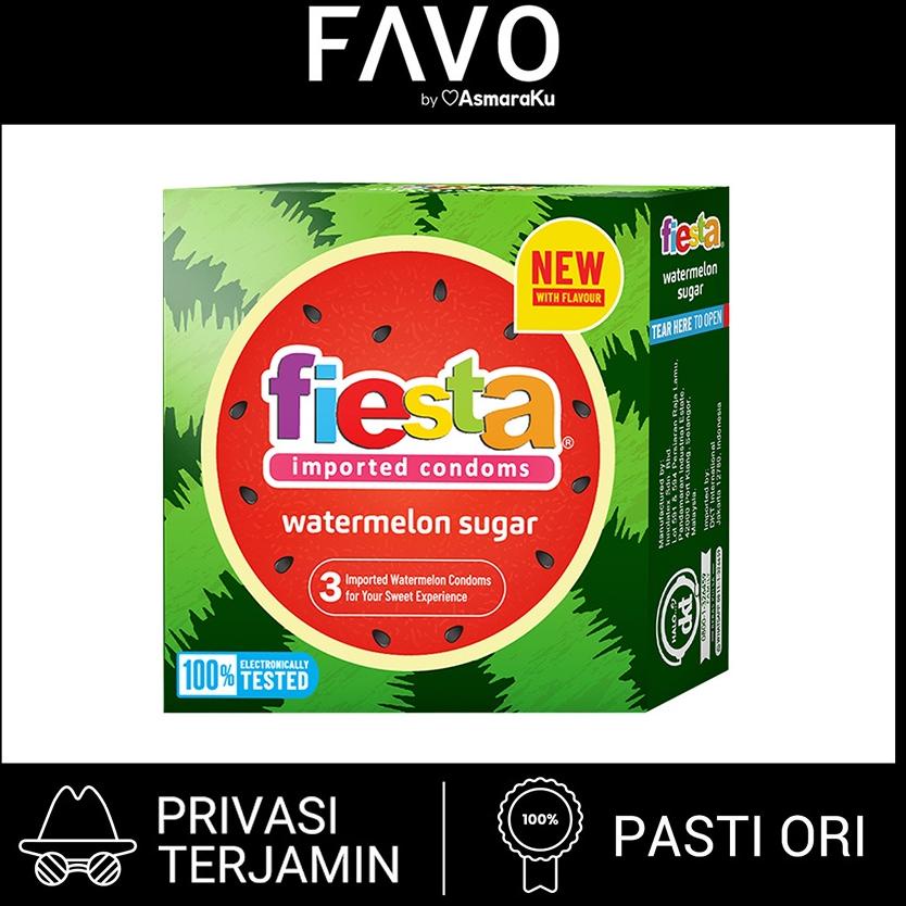 Stok terbaru  Kondom Rasa - Fiesta Kondom Watermelon Sugar - 3 Pcs - Kondom Tipis