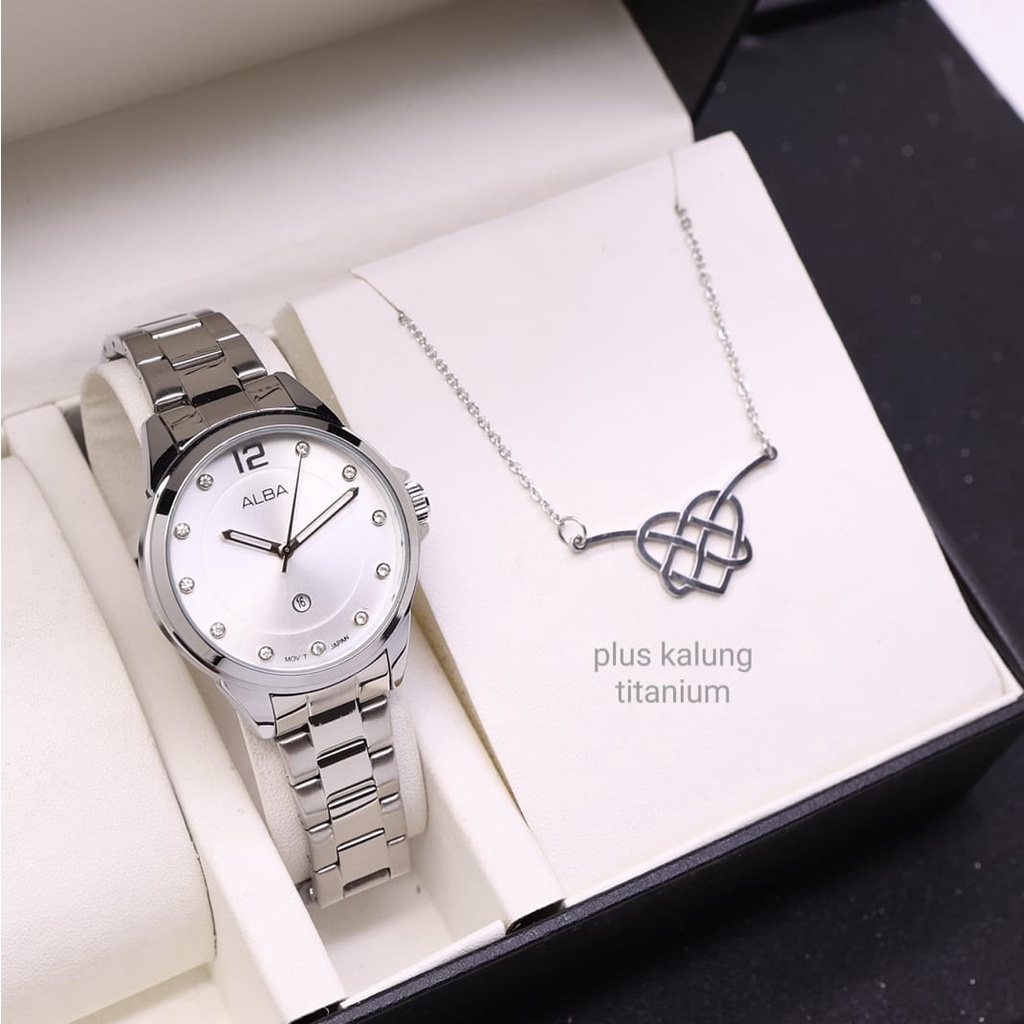 BISA COD JAM TANGAN WANITA ALBA SUPER ALB-36599 FREE KALUNG