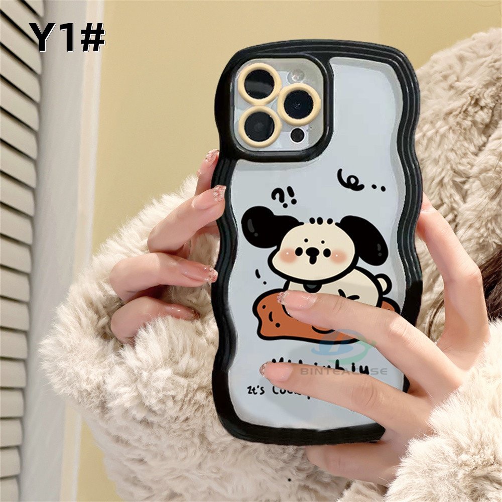 IPHONE Case Untuk Iphone14 14 PRO MAX 14 MAX IPhone13 PRO MAX 11PRO 11PRO Max12 12 PRO 12Pro MAX X XR XS Max6 6S 7 8 Plus SE 2020 Lucu Kartun Anjing Tepi Melengkung TPU Phone Case Binteacase