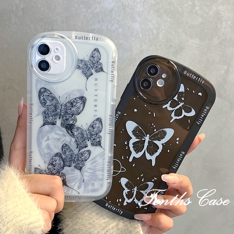 Kompatibel Untuk Iphone14 13 12 11 Pro Max X XR Xs Max8 7 6 6s Plus SE 2020Sketch butterfly Phone Case Soft Cover