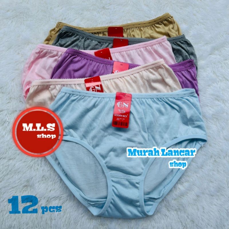 TERLARIS Cd Wanita Golden Nick Warna Terang Lusinan 937 Cd Cewek Katun Polos Ukuran Besar Jumbo